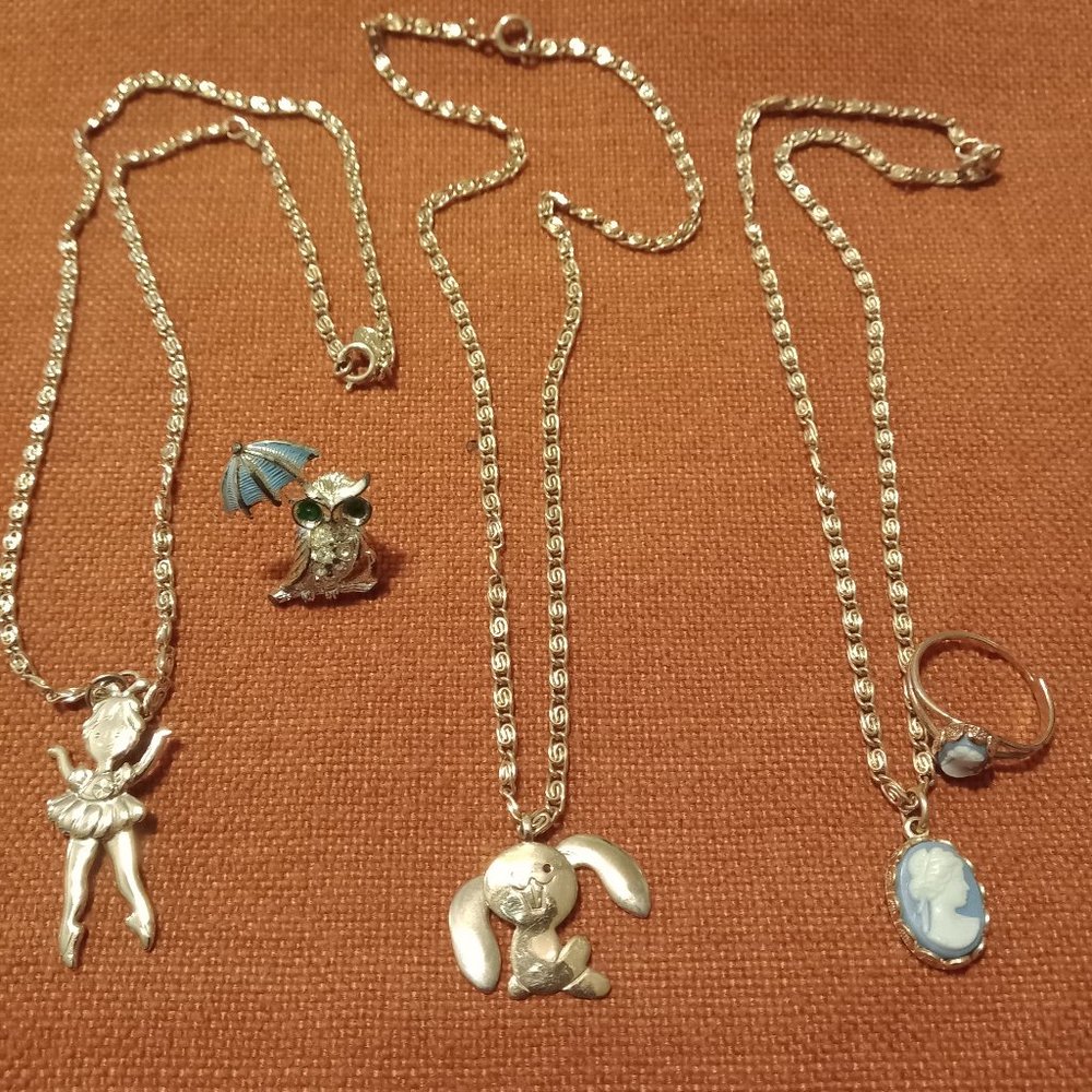 Vintage Avon Jewelry, Ballerina, Flopsy Bunny, Classic, Owl Pin
